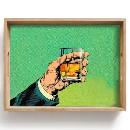 Whisky - Glas - Hand - Groen Dienblad Rechthoek middel -z3d_shopping