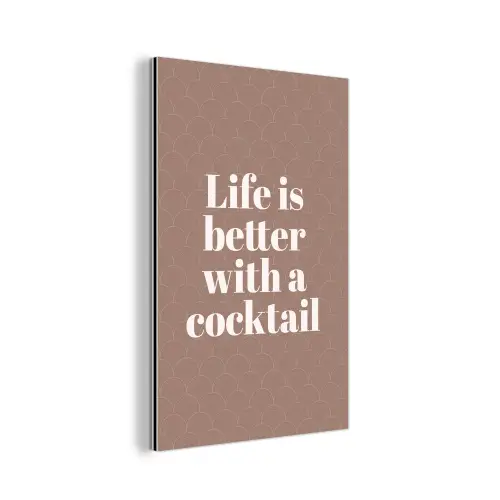 Cocktail - Tekst - Patroon - Wit aluminium wit klein -3d
