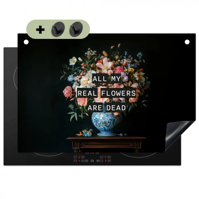 Bloemen - Art - Pastel - Quotes Inductie beschemer met haakjes klein -3d