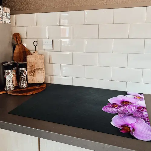 Orchidee - Bloemen - Roze - Flora Inductie beschermer vinyl 3mm klein -sfeer3