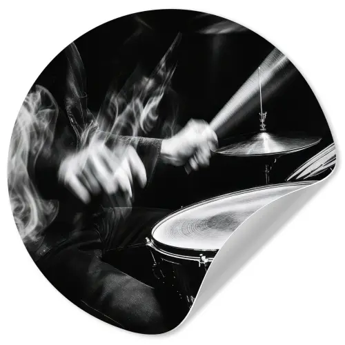 Drummer - Zwart - Drumstel Wandcirkel behangsticker klein -3d