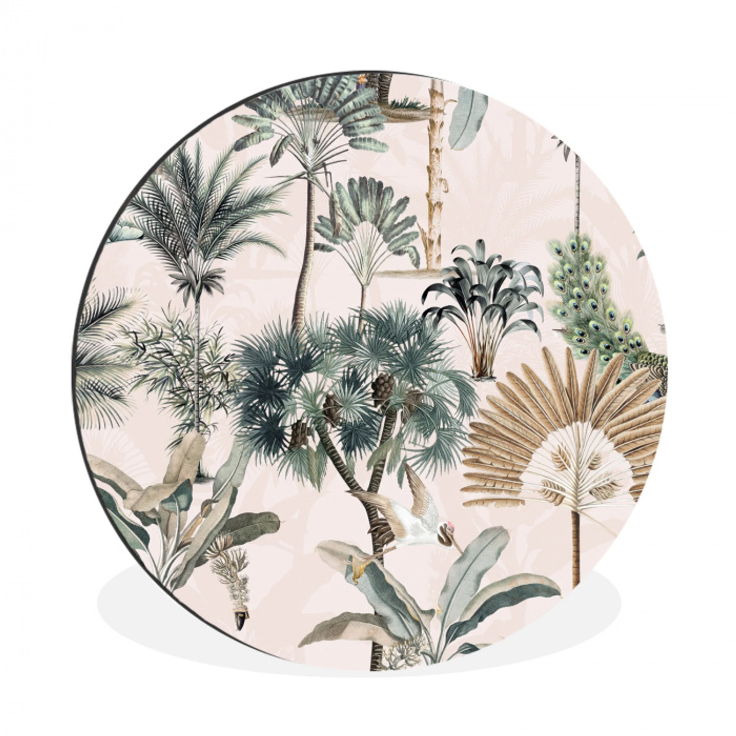 Inductie afdekplaat - Vintage - Jungle - Dieren - Natuur - Inductie beschermer Wandcirkel aluminium klein -3d