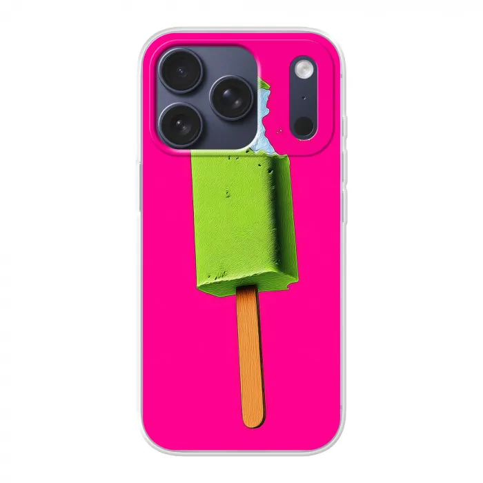 Ijsje - Stokje - Minimalistisch - Groen Telefoonhoesje iPhone 17 Pro klein -3d