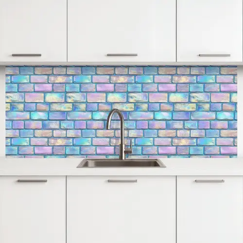 Regenboog - Glans - Steen keuken achterwand 2 middel 871 -3d