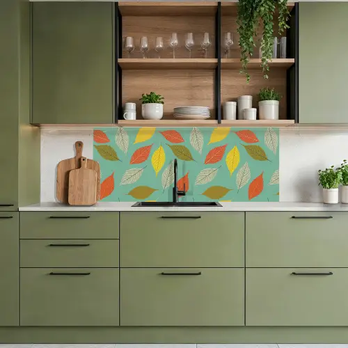 Bladeren - Herfst - Vintage - Pastel - Patroon keuken achterwand 2 middel 871 -sfeer3
