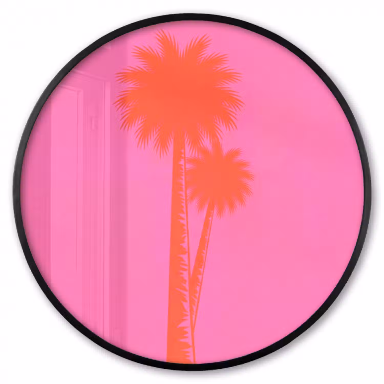 Poster im Rahmen Rund - Palmen - Modern - Rosa