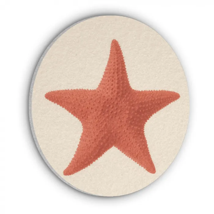 Zeester - Bobbels - Rood Akoestische PET Vilt - Rond klein -3d