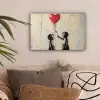 Street art - Banksy - Ballon - Graffiti - Retro canvas 2cm klein -sfeer1