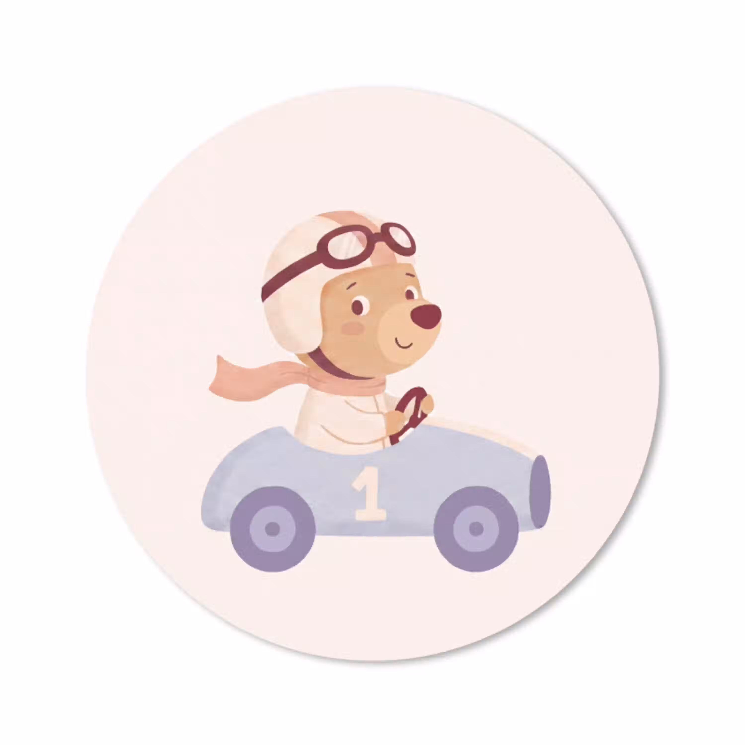 Beer - Auto - Kinderkamer - Cartoon - Speels Muismat rond klein -3d