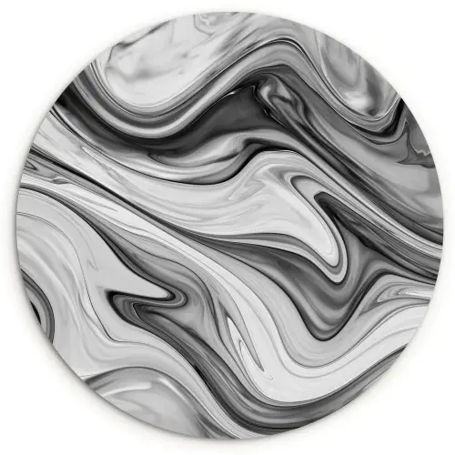 Marmer - Patronen - Grijs - Marmerlook - Zwart Wandcirkel kunststof plaat 5mm dik klein -3d