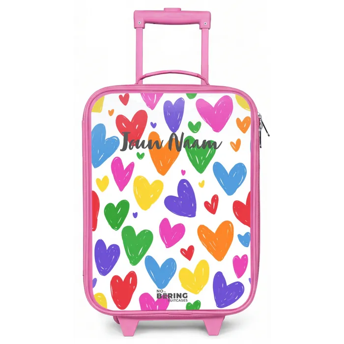 Gekleurde hartjes Kinderkoffer - Roze klein -zz3dotto