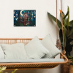 Uil - Mozaïek - Maan - Nacht tuinposter los doek klein -sfeer7