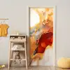 Marmer - Oranje - Goud - Modern - Abstract deurposter klein -sfeer4
