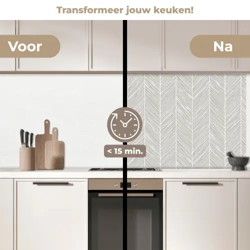 Klassiek - Visgraat - Grijs keuken achterwand 2 middel 871 -voor-na2_NL