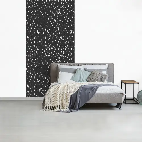 Terrazzo -  Patroon - Zwart - Wit fotobehang vinyl groot 64 -slaapkamer