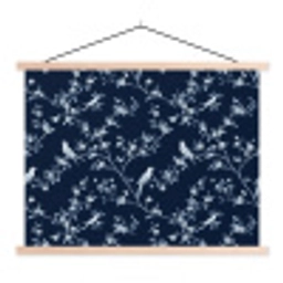Grafisch - Bloesemtak - Blauw textielposter latten blank klein 122 -3d