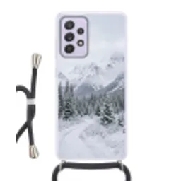 Weg - Bergen - Sneeuw - Naaldbos - Avontuurlijk Hoesje Samsung Galaxy A52 5G met koord klein -3d