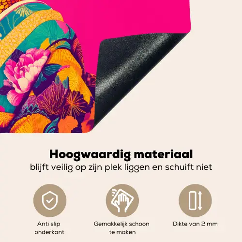Hagedis - Bloemen - Roze - Kimono Inductie beschemer met haakjes klein -ky-onderkant-nl