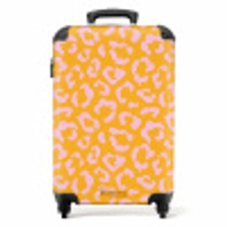 Dierenprints - Panterprint koffer in oranje-geel en lichtroze NBS - Handbagage koffer - Unisex middel -productfoto_recht