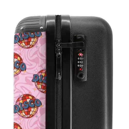 Retro discobal patroon roze NBS - Handbagage koffer - Kinderen Unisex middel -slot