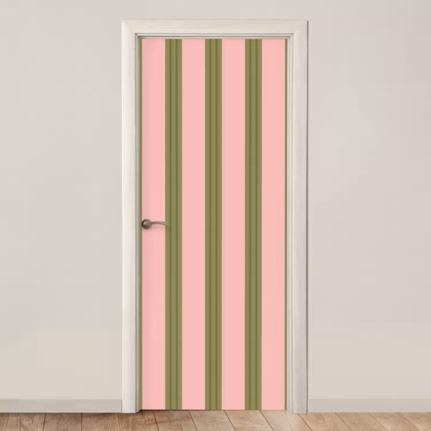 Deursticker - Patroon - Strepen - Abstract - Roze - Groen