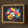 Bloemen - Kleurrijk - Graffiti - Modern - Boeket Light Box met batterij (Wandlamp) middel -z3d_website