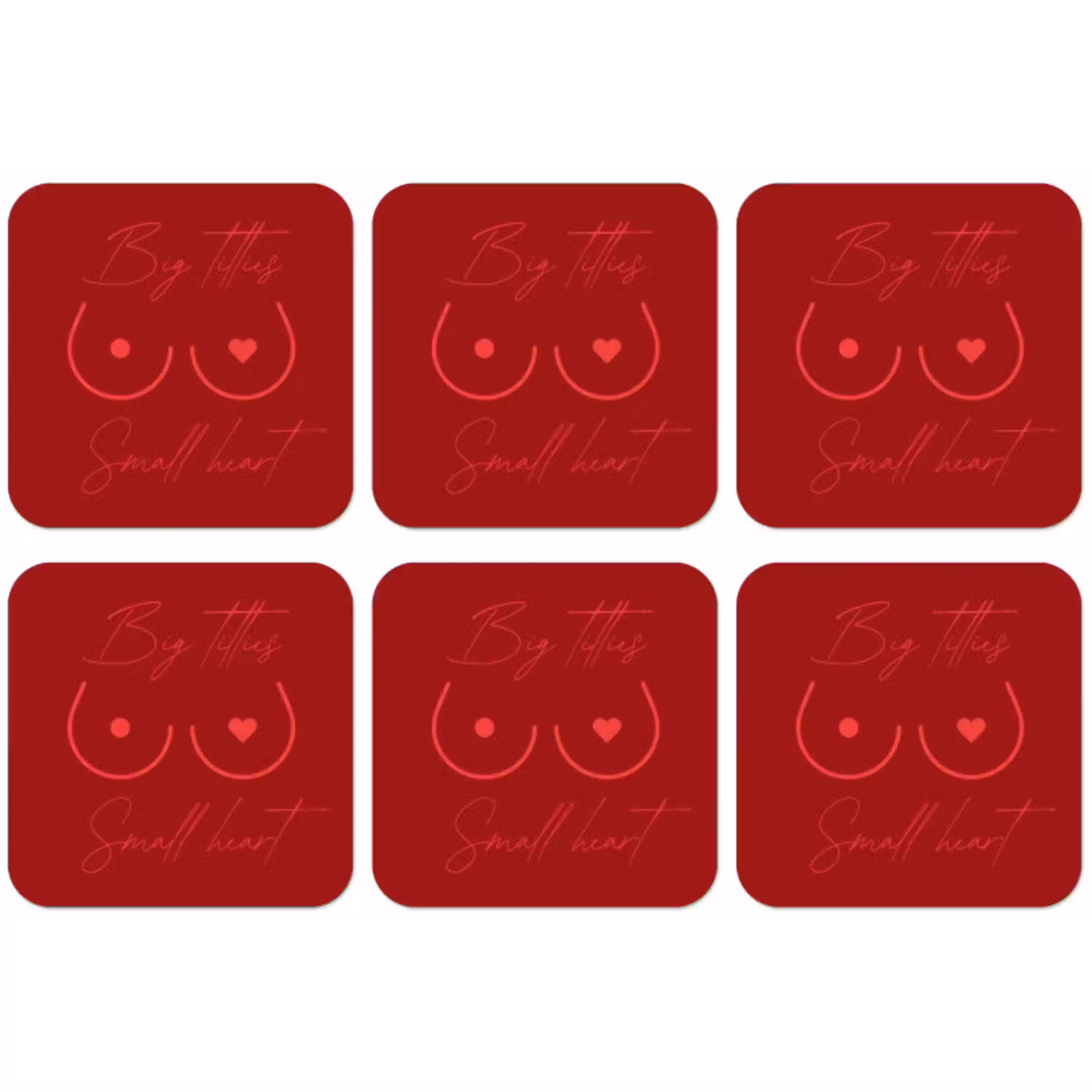 Big titties small heart - Rood - Hart onderzetter kurk middel -zkaufland3dotto