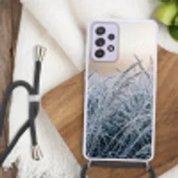Rijp - Gras - Kristallen - Winter - Minimalistisch Hoesje Samsung Galaxy A52 5G met koord klein -sfeer4