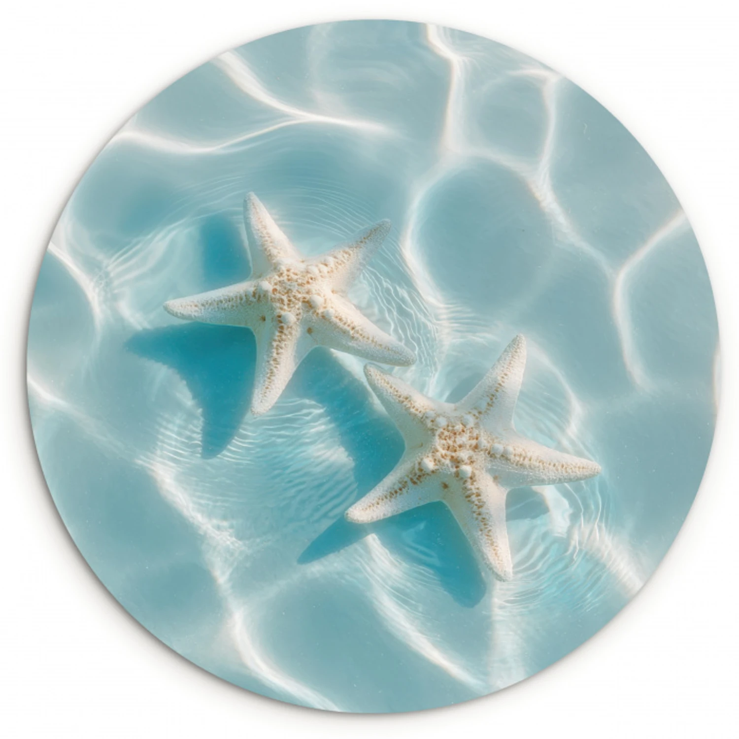 Zeesterren - Golvend water - Rustgevend Wandcirkel kunststof plaat 5mm dik klein -3d