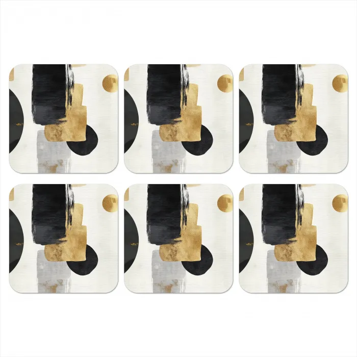 Goud - Rechthoeken - Cirkels - Abstract onderzetter kurk middel -3d