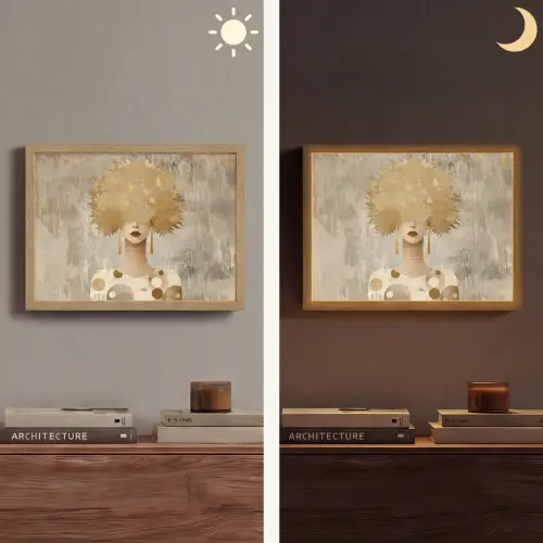 Goud - Portret - Vrouw Light Box met batterij (Wandlamp) middel -sfeer3