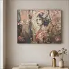 Kimono - Vrouw - kersenbomen Textielframe zwart klein -sfeer2