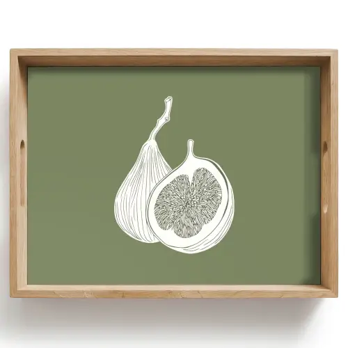 Vijgen - Minimalistisch - Getekend - Mosgroen Dienblad Rechthoek middel -z3d_shopping