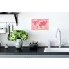 Wereldkaart - Roze - Vaag Muursticker klein -keuken
