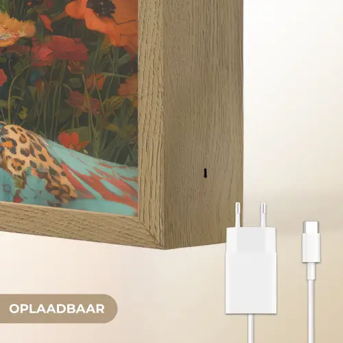 Vrouwen - Bloemen - Modern - Bril - Abstract Light Box met batterij (Wandlamp) middel -USP_websiteoplaadbaarNL