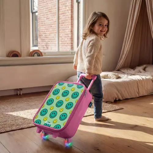 All smiles groen Kinderkoffer - Roze klein -sfeer1
