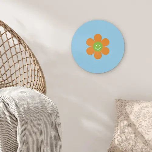 Bloem - Smiley - Kleurrijk Akoestische PET Vilt - Rond klein -sfeer4