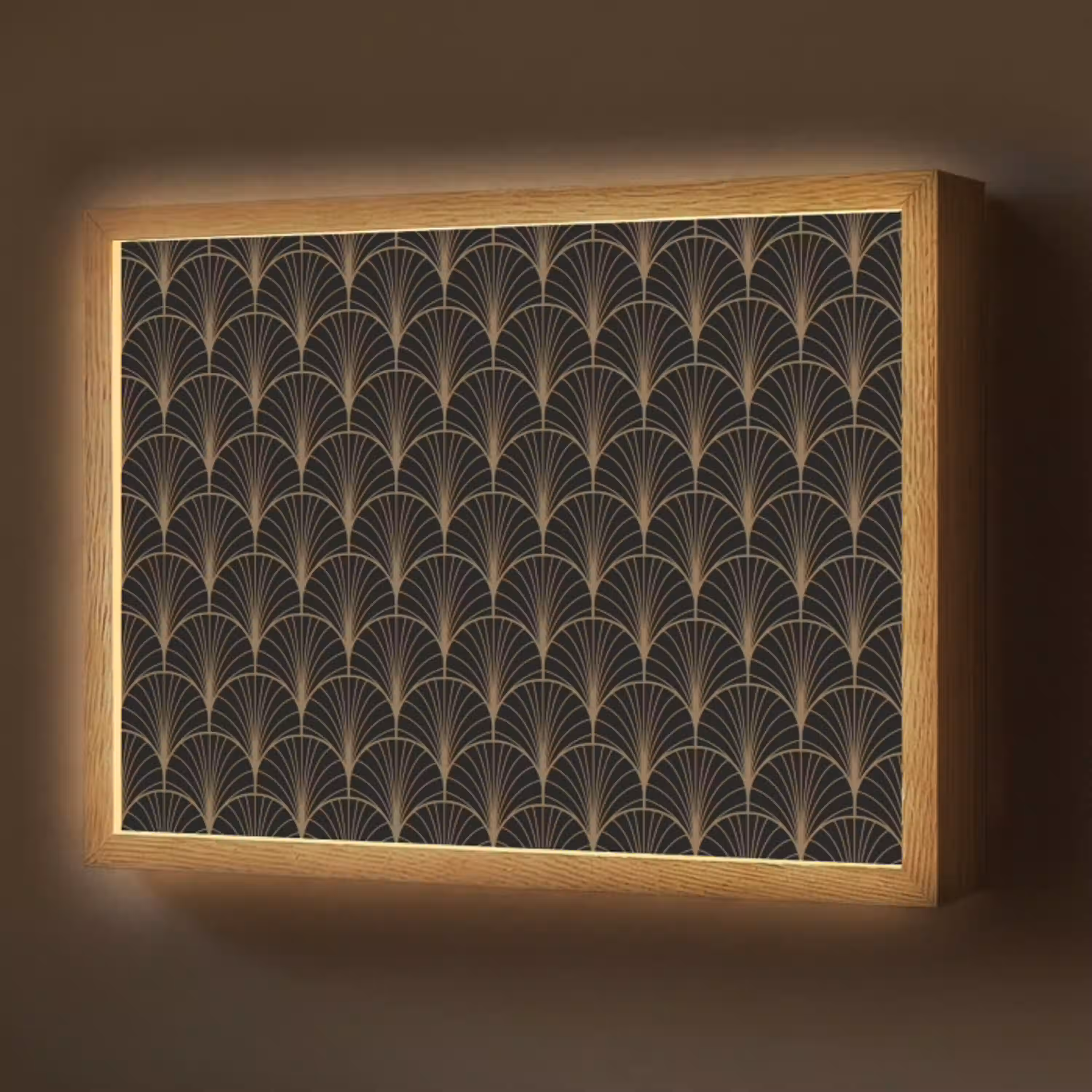 Gouden - Waaiers - Zwart Light Box met batterij (Wandlamp) middel 907 -z3d_website