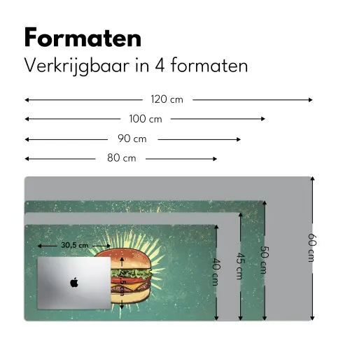 Hamburger - Illustratie - Sla - Kaas Muismat XXL klein -sfeer5