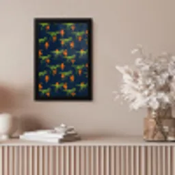 Bliksemschichten - Oranje - Dinosaurussen fotolijst zwart zonder passe partout klein -sfeer5