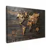 Wereldkaart -  Hout - Mozaïek Tuinposter op houten frame 2 cm dik klein -3d