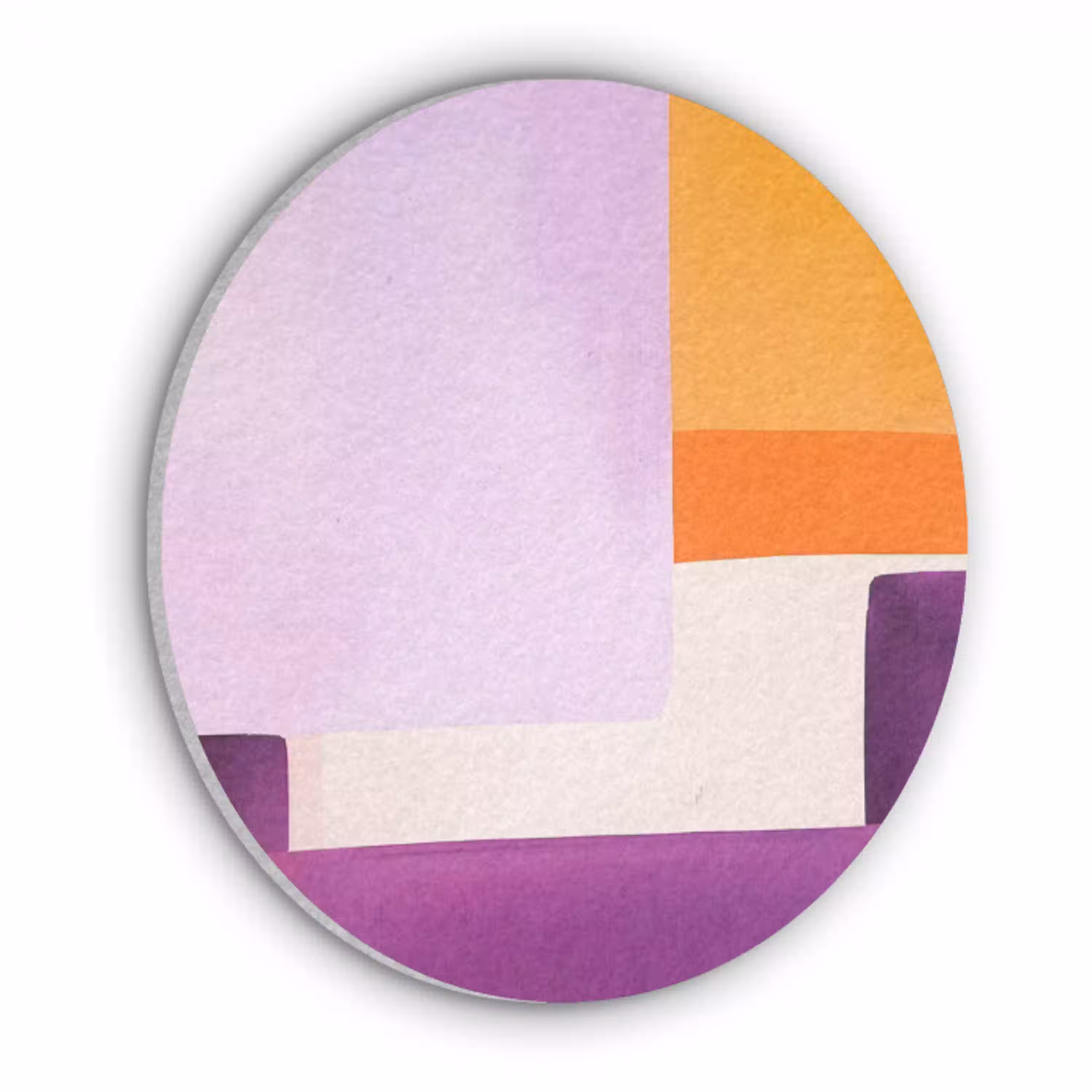 Vlakken - Abstract - Rechthoekig - Oranje Akoestische PET Vilt - Rond klein -3d
