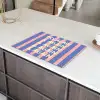 Try again - Strepen - Roze - Verticaal - Blauw Inductie beschermer vinyl 3mm klein -sfeer8