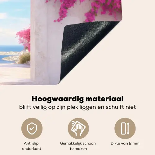 Zee - Roze - Bloemen - Poort Inductie beschemer met haakjes klein -ky-onderkant-nl