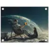 Astronaut - Kat - Glas - Stoel tuinposter los doek klein -3d