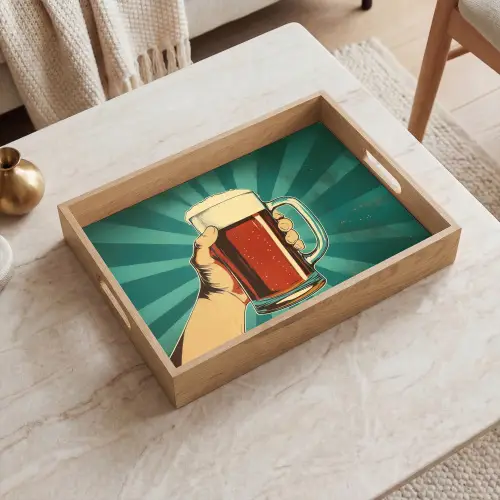 Bierglas - Schuim - Retro - Groen Dienblad Rechthoek middel -sfeer1