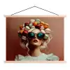 Vrouw - Macarons - Bril textielposter latten blank klein -3d