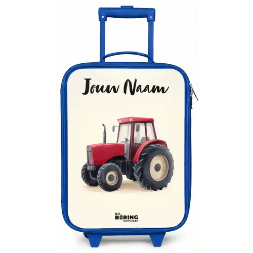 Tractor - Getekend - Rood Kinderkoffer - Blauw klein -zz3dotto