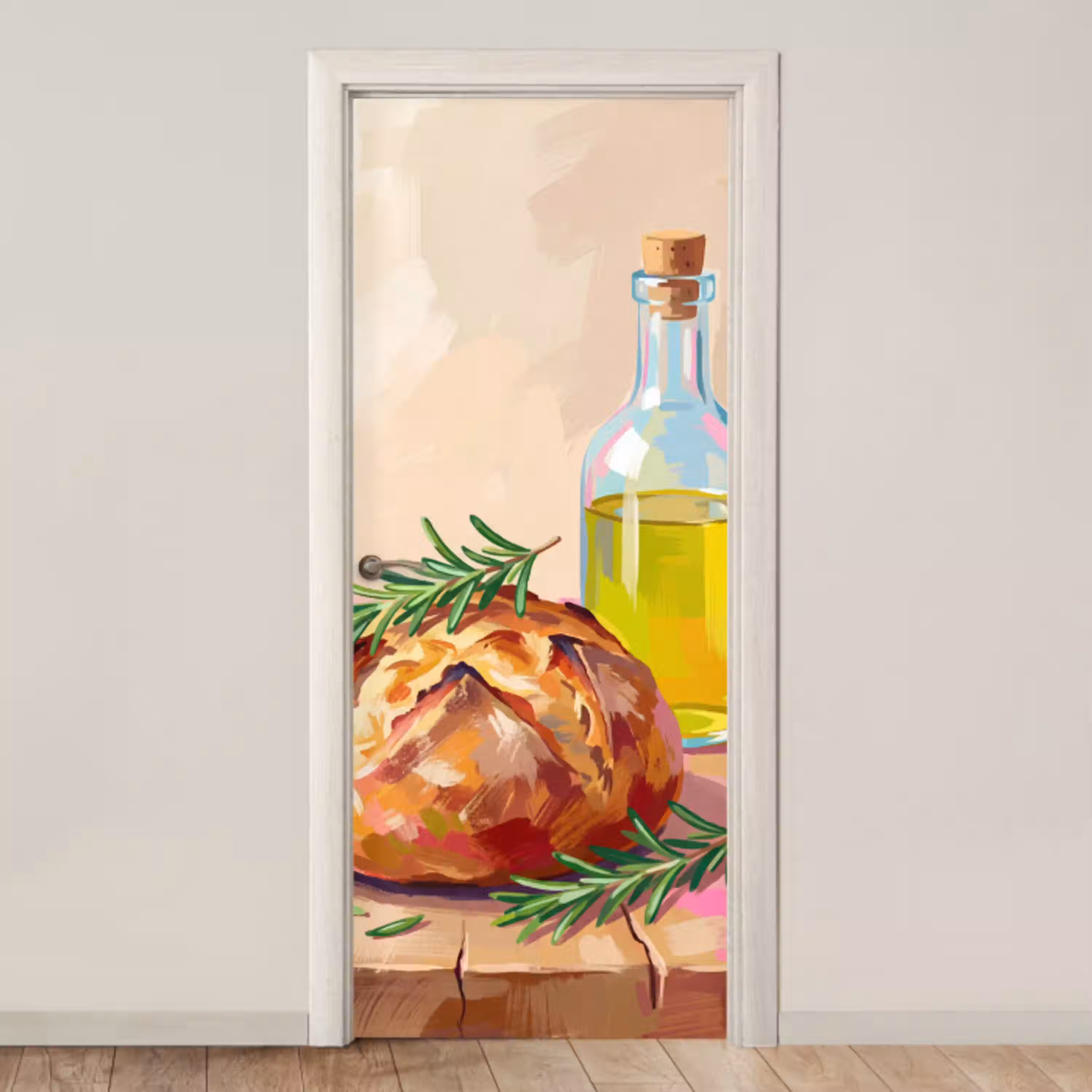 Eten - Brood - Olijfolie - Abstract - Keuken deurposter klein -3d_beige