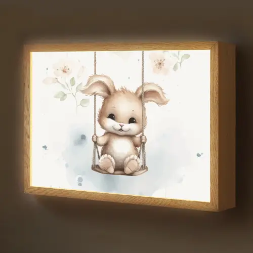 Konijn - Baby dier - Kinderen Light Box met batterij (Wandlamp kind) middel -z3d_website